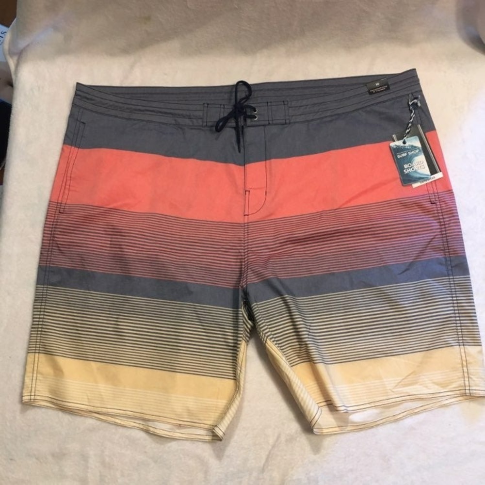 Roundtree & Yorke Board Shorts Mens 50 Multi NWT Striped Stretch Swim Trunks